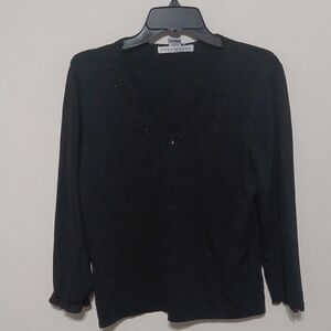 Versailles Black V-Neck Top